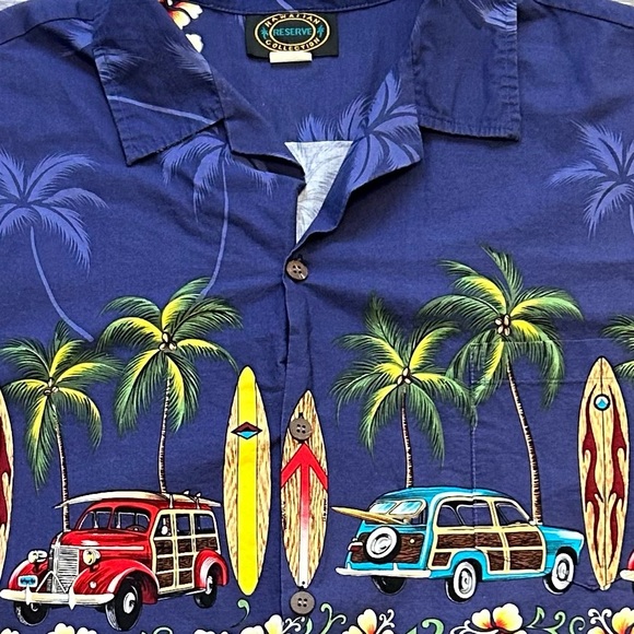 Hawaiian Reserve Collection Men’s Large Surfboard Pattern Button Up Shirt - Picture 8 of 8